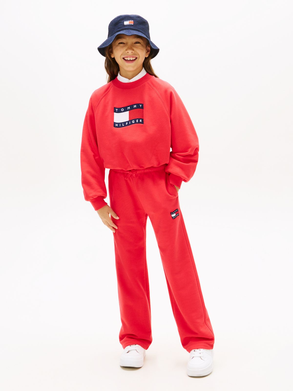 Wavy Flag Straight Leg Joggers — Red