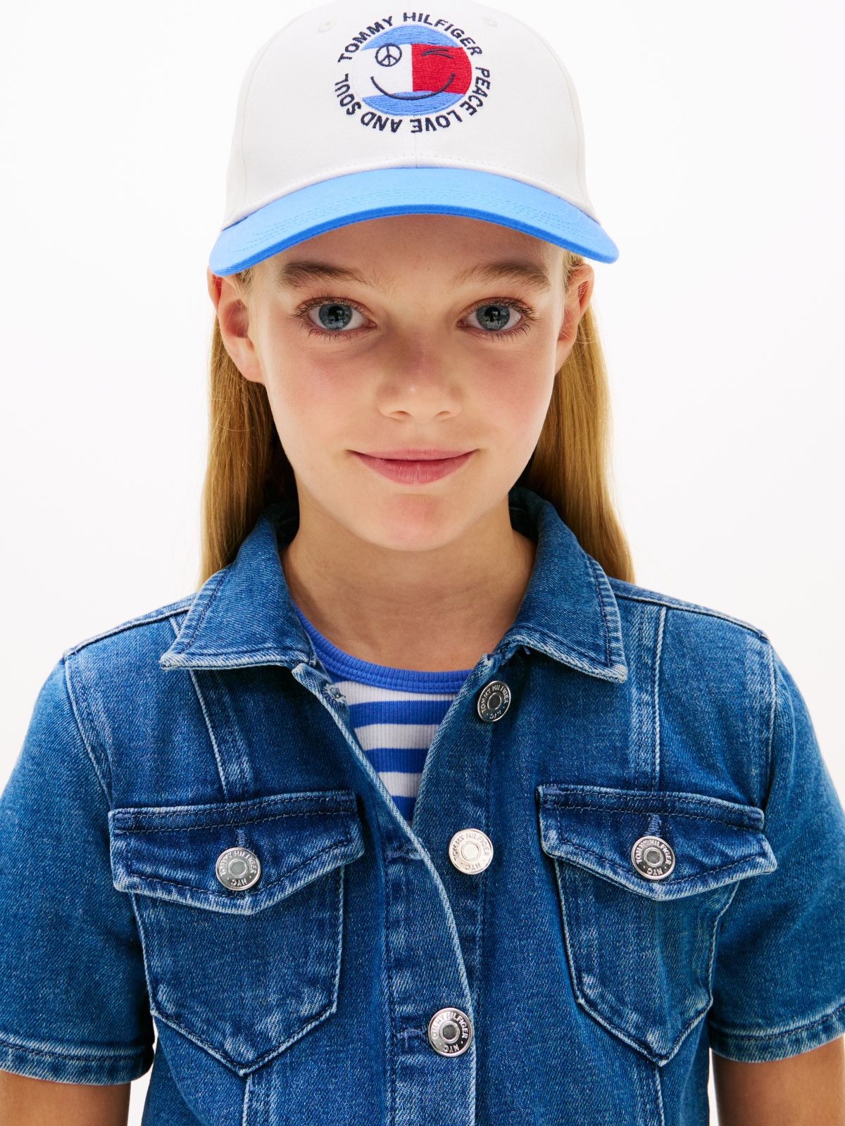 Denim Short Sleeve Trucker Dress — Blue