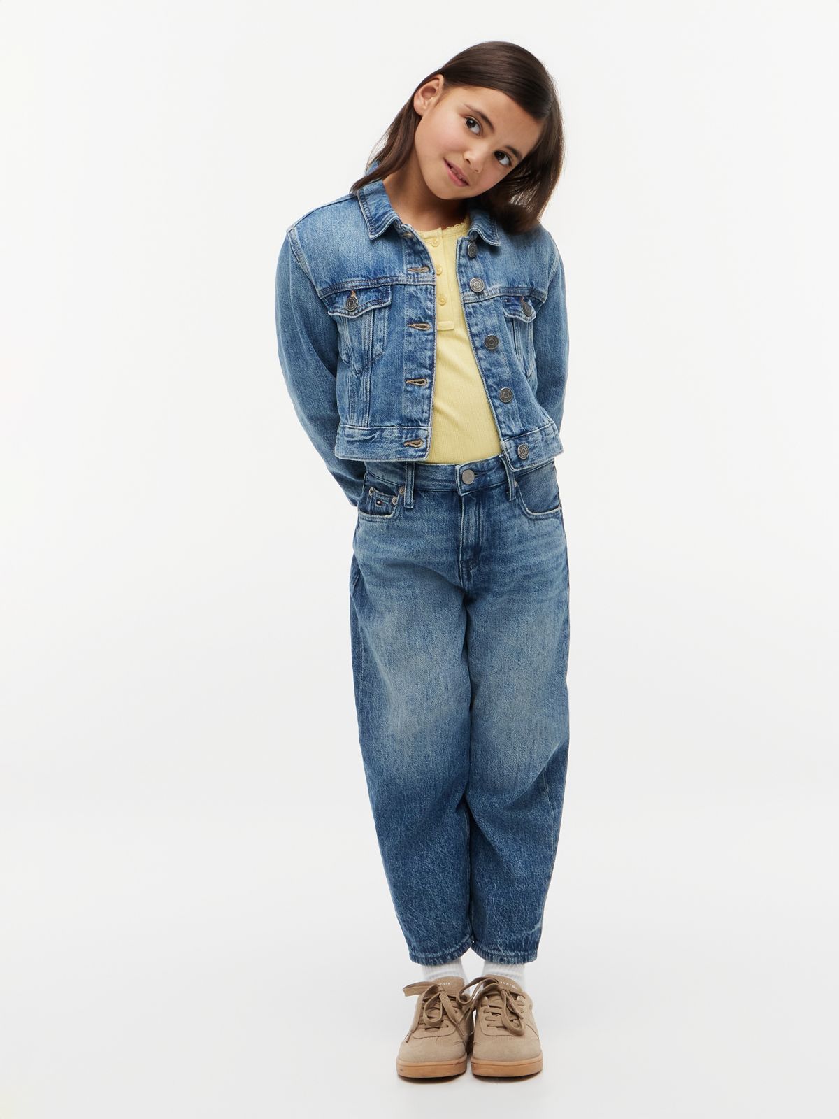 Back Star Flag Denim Trucker Jacket — Blue