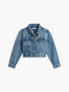 Back Star Flag Denim Trucker Jacket — Blue 5