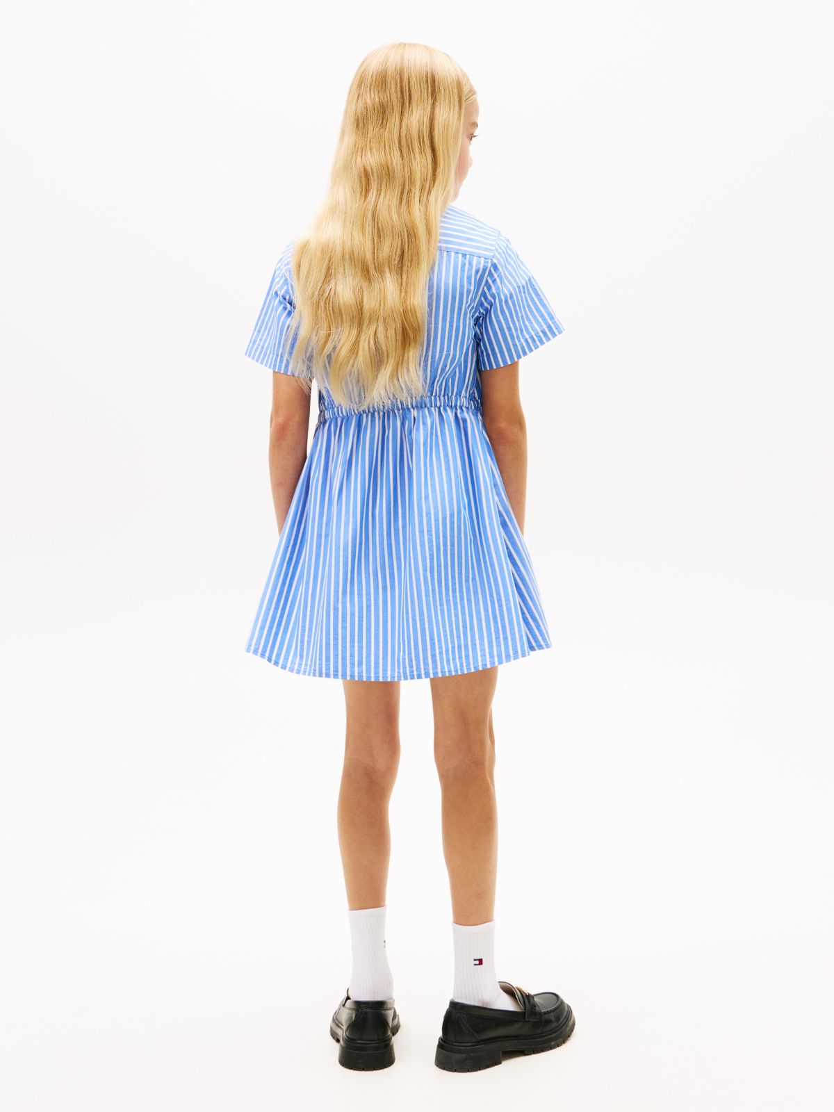 Stripe Poplin Shirt Dress — Blue