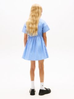 Stripe Poplin Shirt Dress — Blue 4