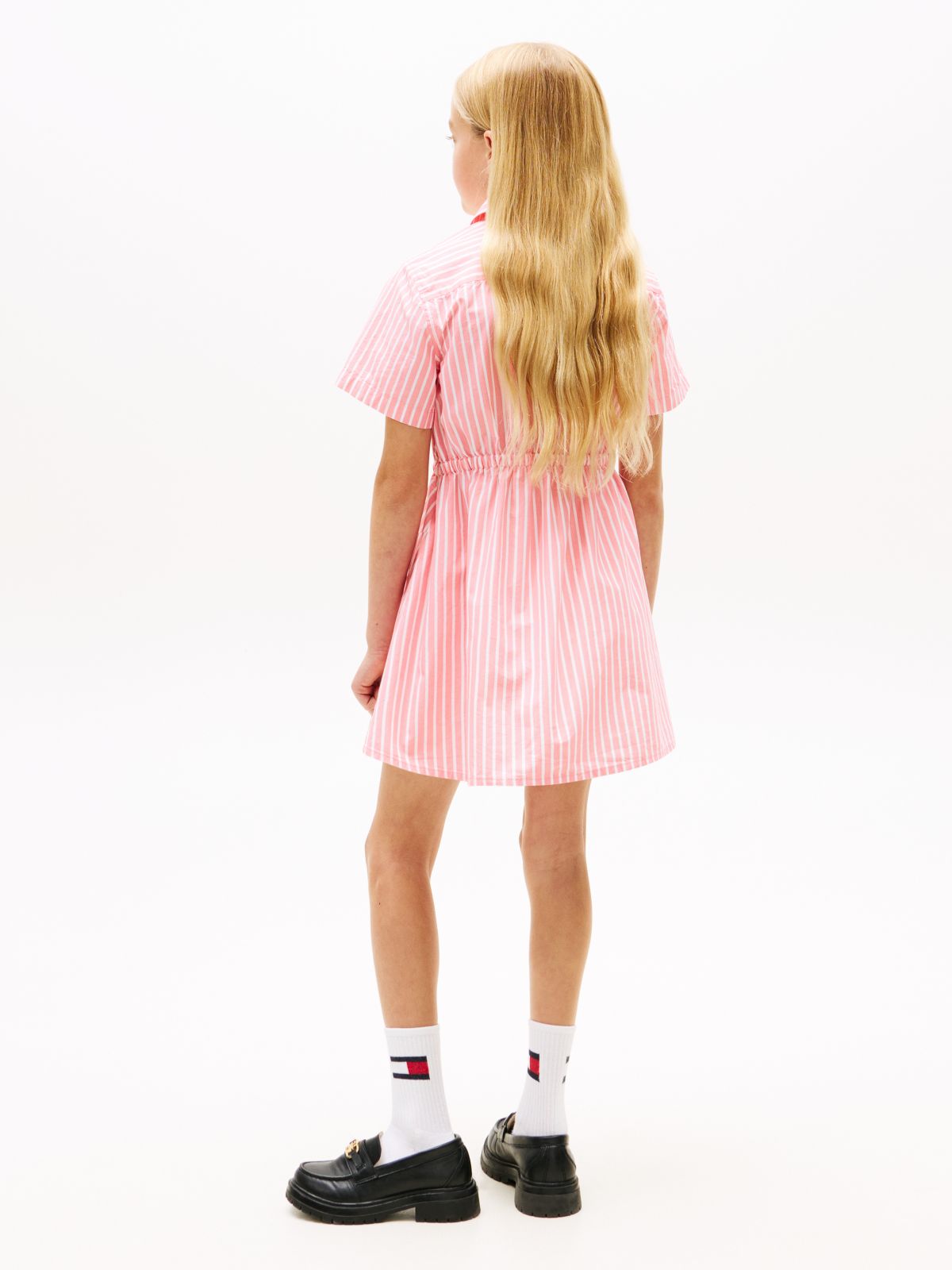 Stripe Poplin Shirt Dress — Pink