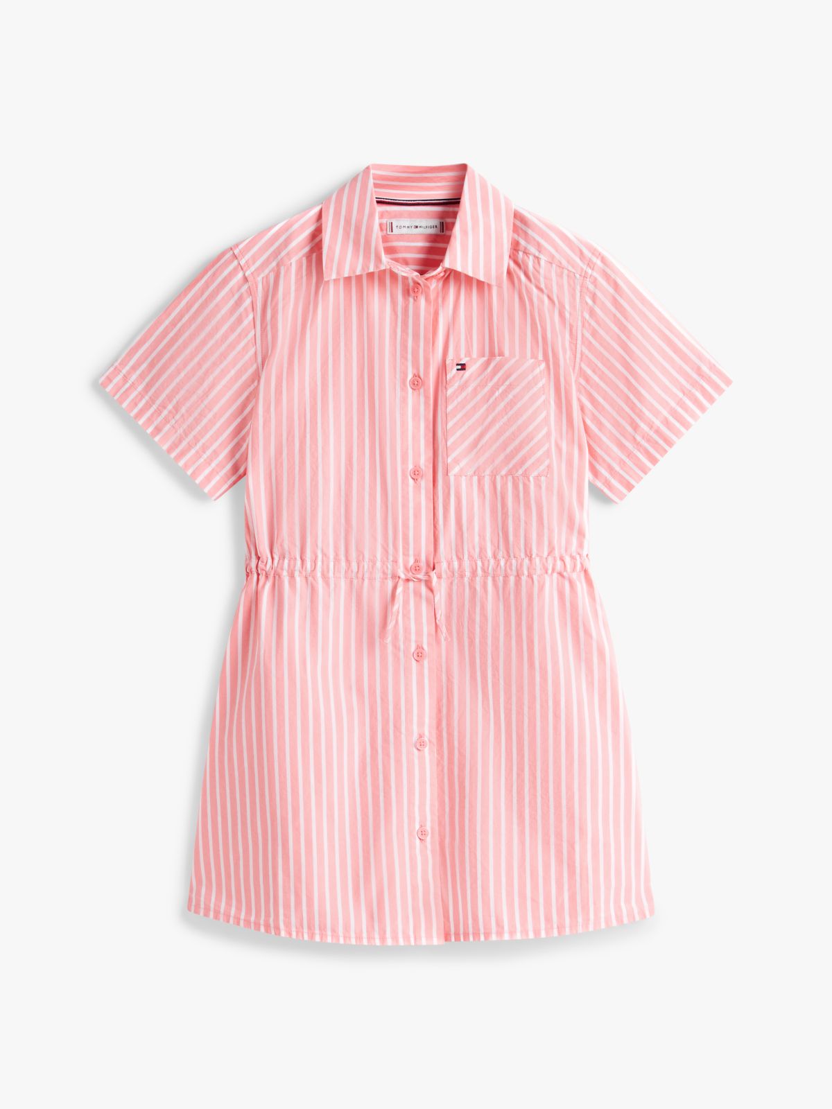 Stripe Poplin Shirt Dress — Pink