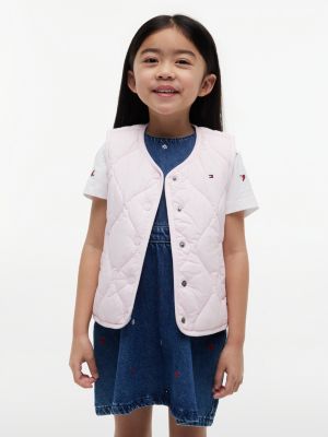 pink onion quilted gilet for girls tommy hilfiger