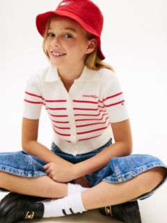 Logo Embroidery Short Sleeve Polo Cardigan — Red 2