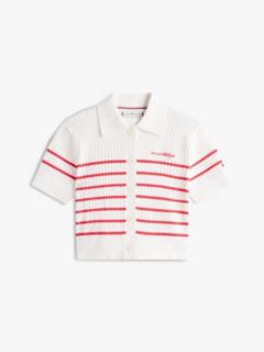 Logo Embroidery Short Sleeve Polo Cardigan — Red 5