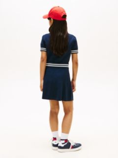 Logo Embroidery Rib-Knit Skirt — Blue 4