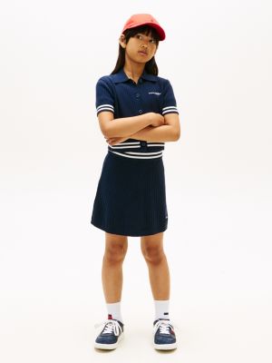 blue logo embroidery rib-knit skirt for girls tommy hilfiger