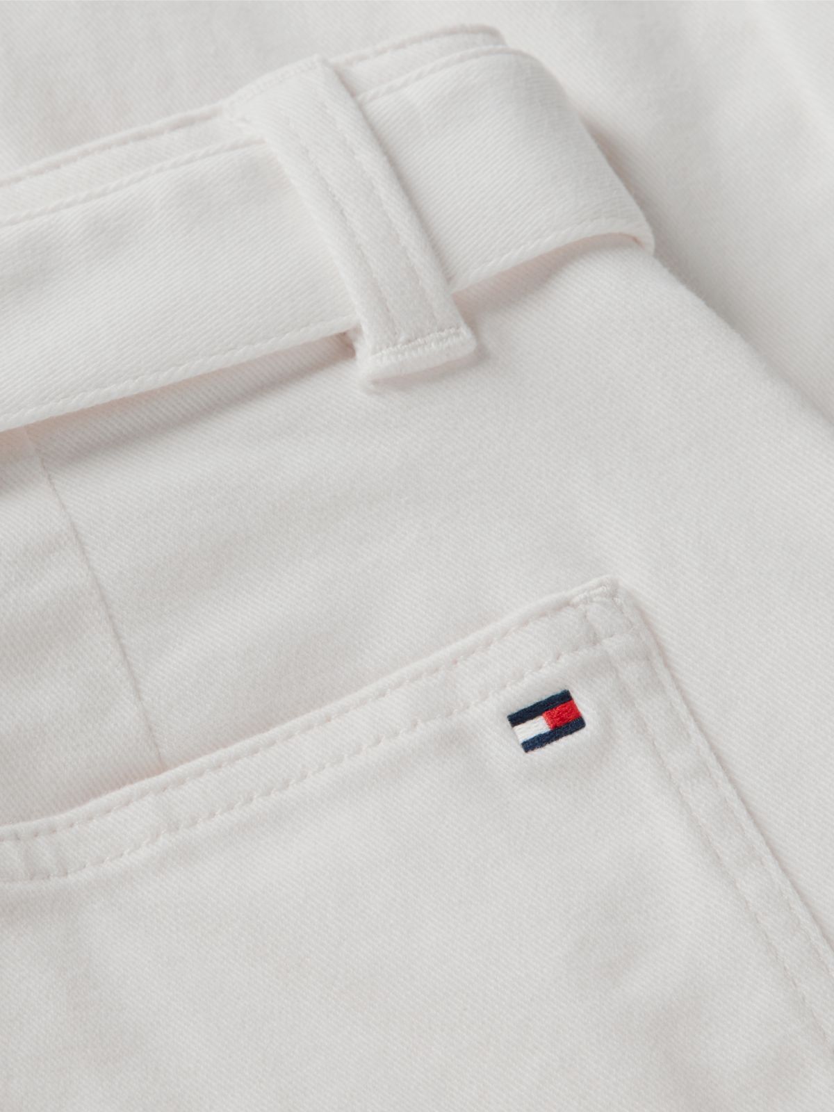Essential Barrel Leg Belted Twill Trousers — Beige