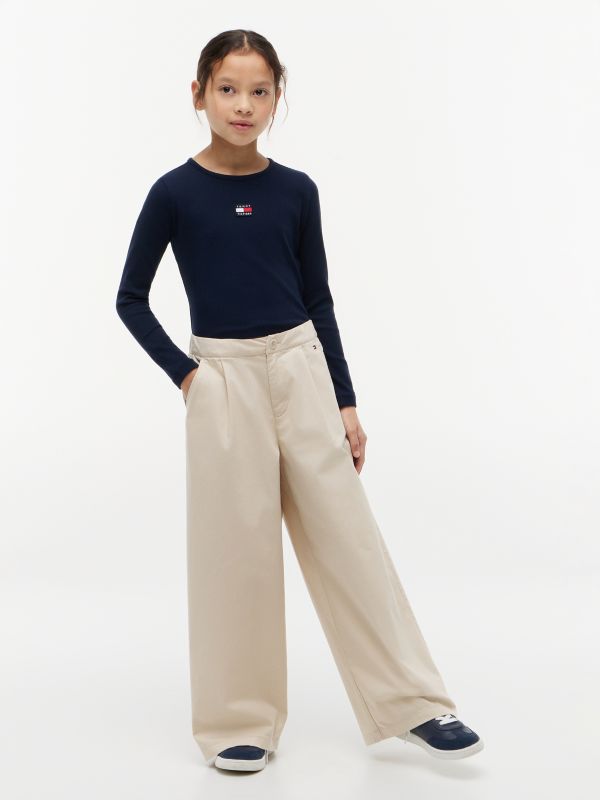 Essential Oversized Pleated Wide Leg Trousers — Beige