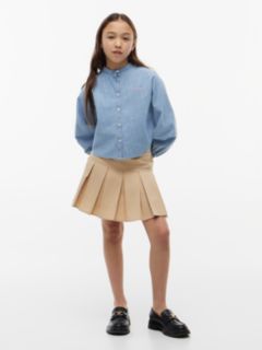 Relaxed Fit Logo Embroidery Chambray Shirt — Blue 2