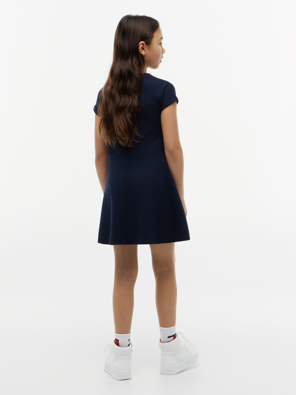 Tonal Flag Logo Skater Dress — Blue