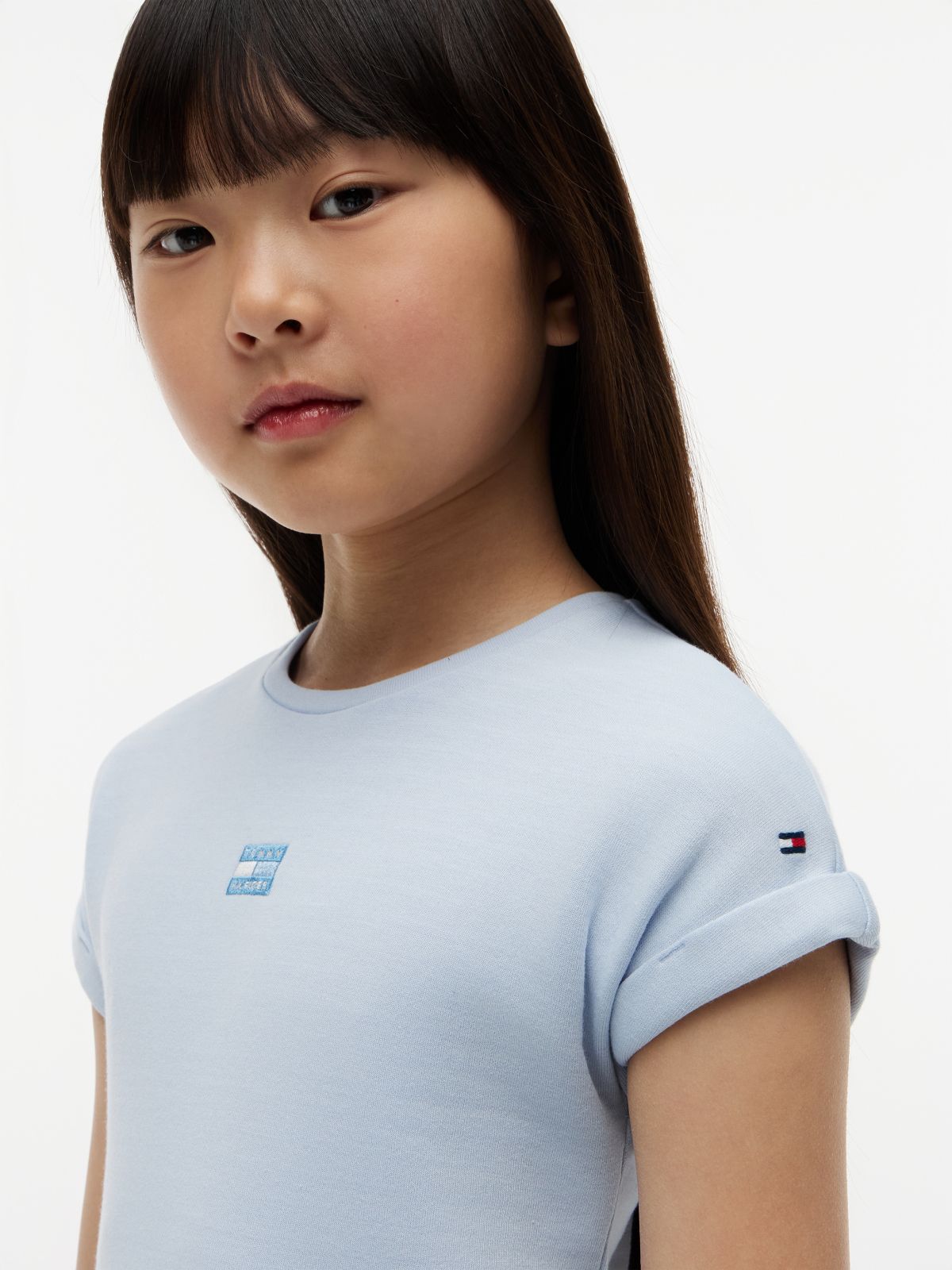 Tonal Flag Logo Skater Dress — Blue