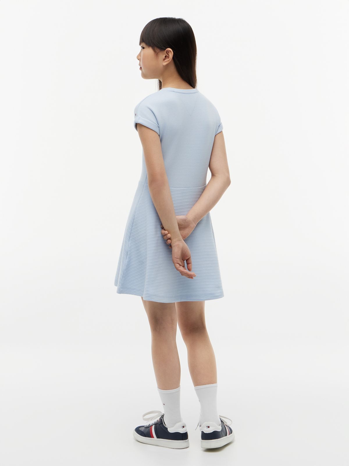 Tonal Flag Logo Skater Dress — Blue