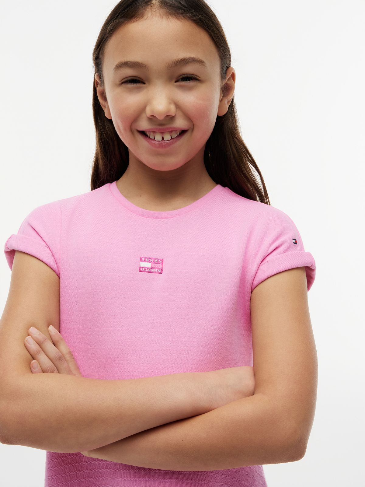 Tonal Flag Logo Skater Dress — Pink