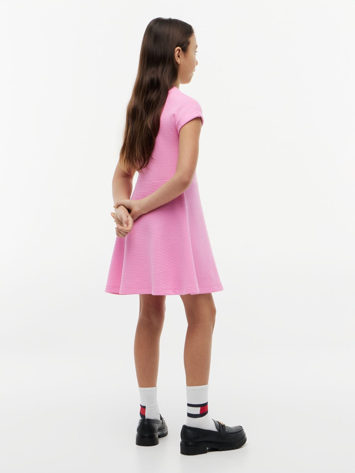 Tonal Flag Logo Skater Dress — Pink