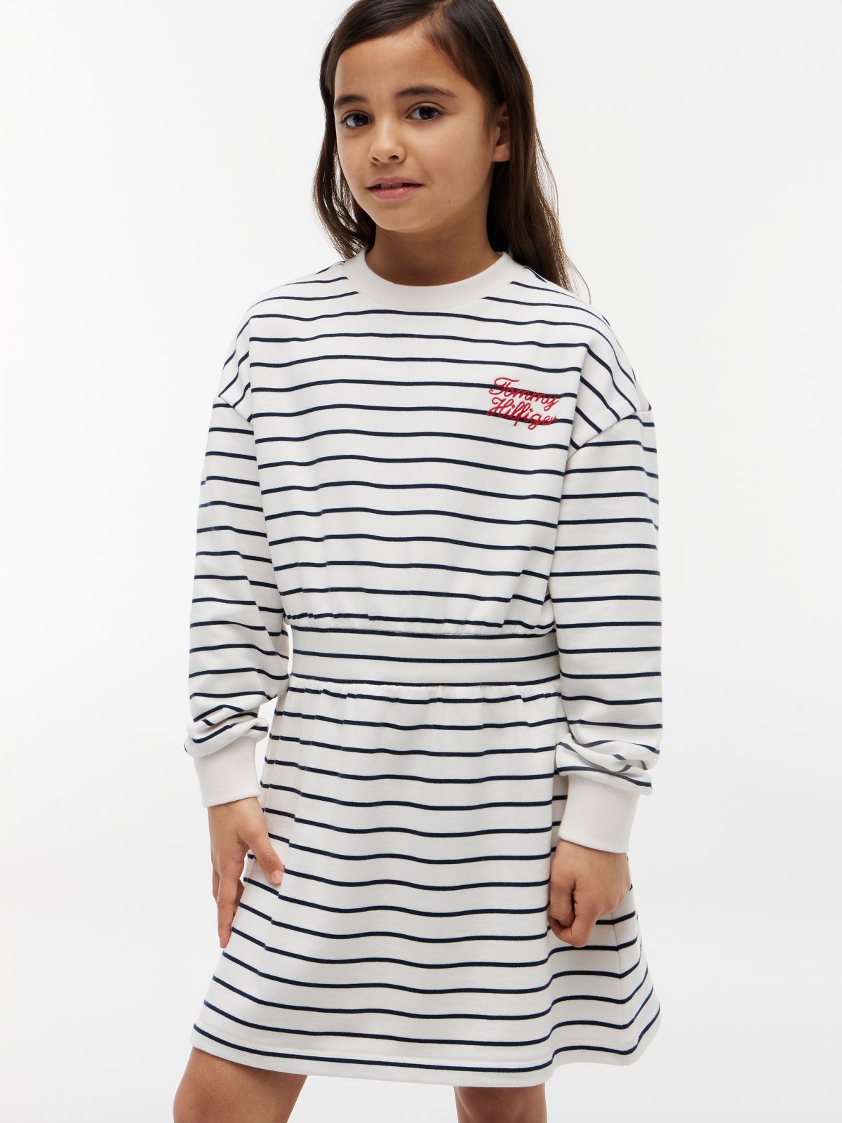 Stripe Relaxed Sweatshirt Dress — Multi