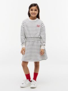 Stripe Relaxed Sweatshirt Dress — Multi 1