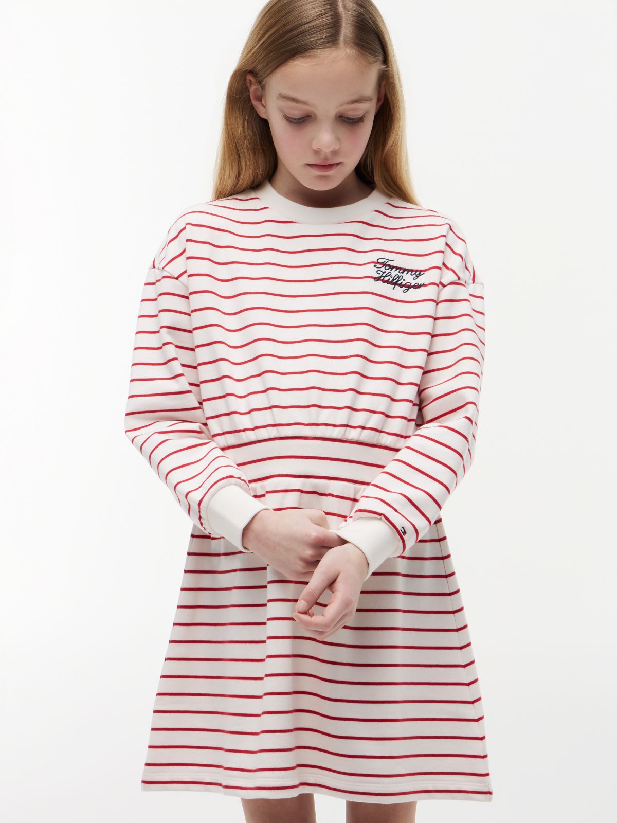 Stripe Relaxed Sweatshirt Dress — Multi