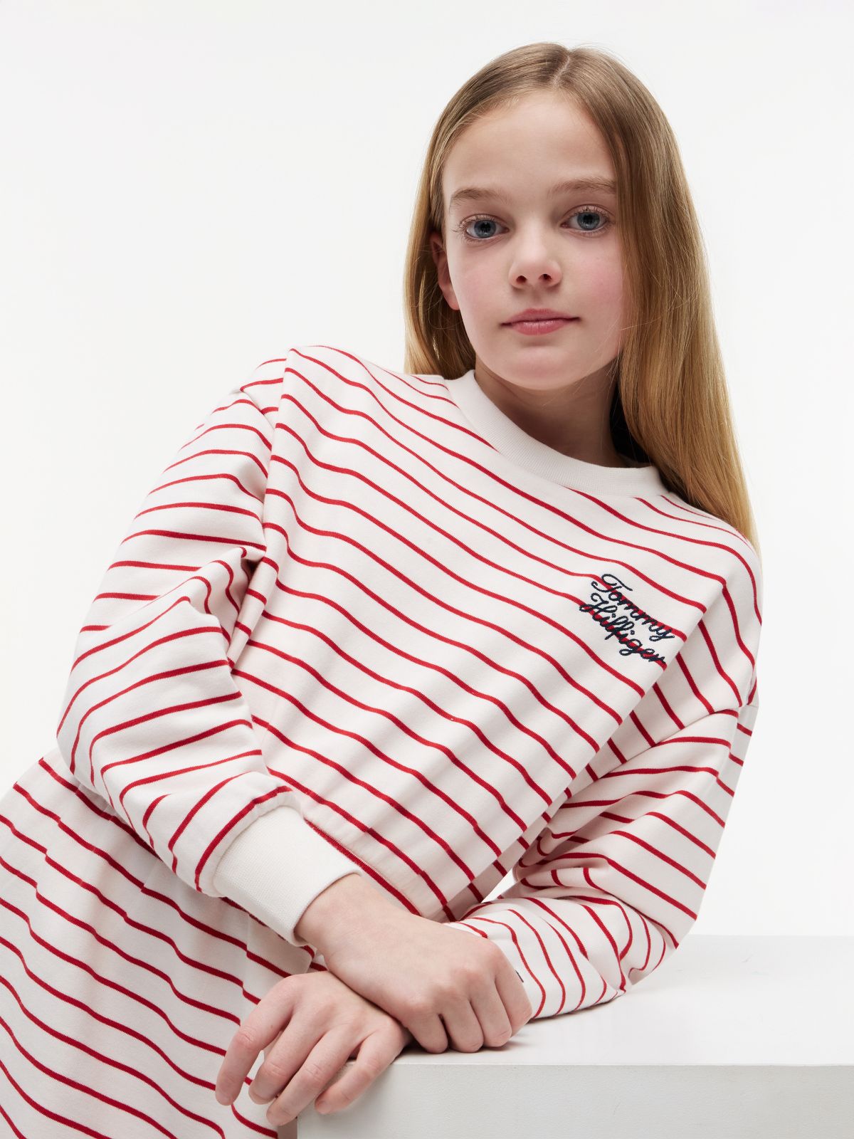 Stripe Relaxed Sweatshirt Dress — Multi