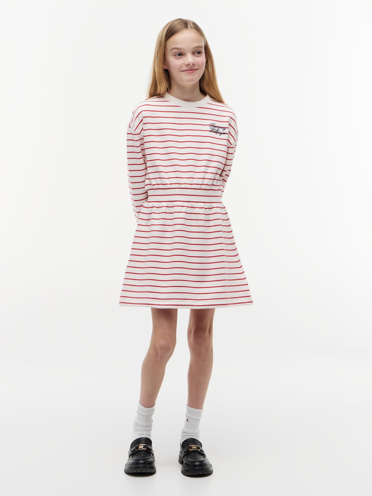 Stripe Relaxed Sweatshirt Dress — Multi