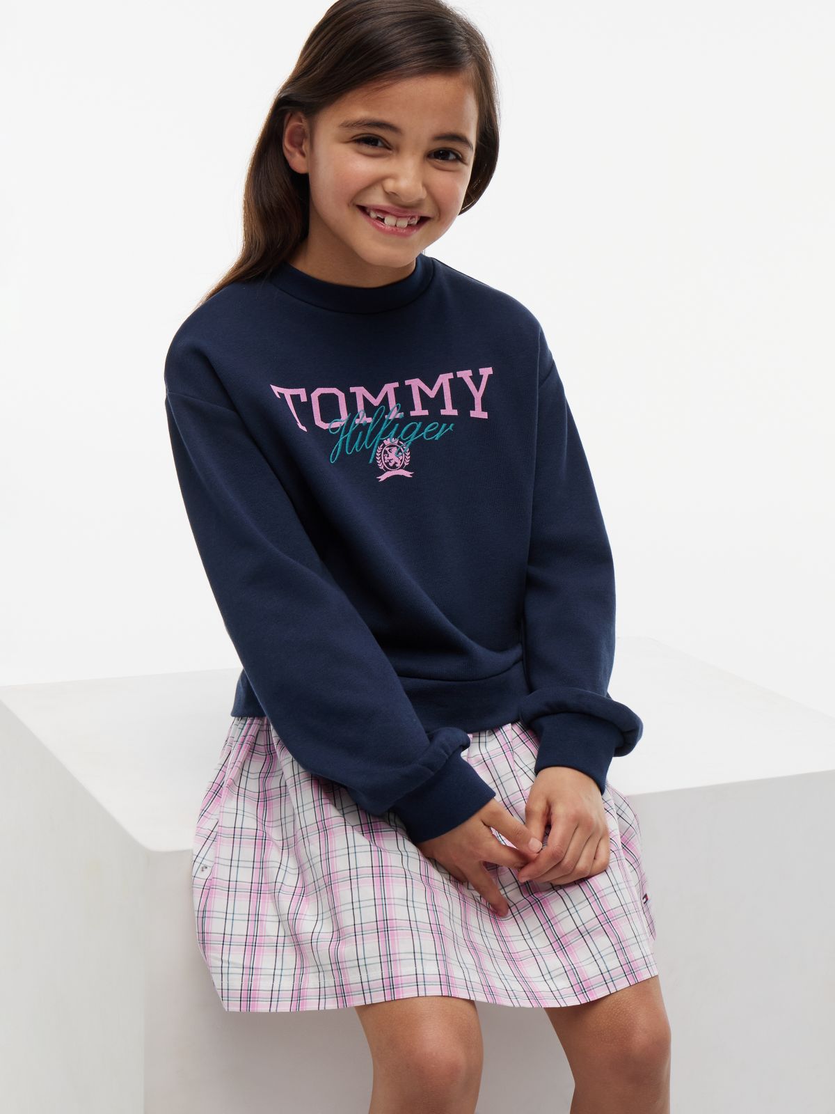 Essential Crest Sweatshirt Dress — Multi