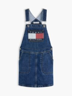 Heritage Logo Pocket Denim Dungaree Dress — Blue 5