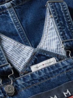Heritage Logo Pocket Denim Dungaree Dress — Blue 6