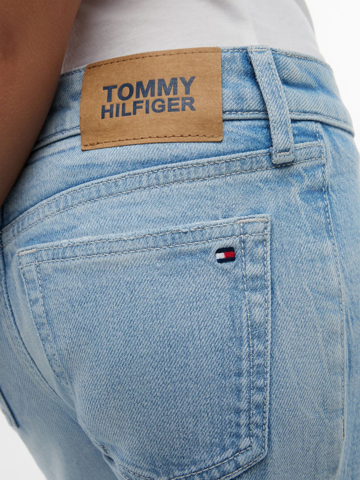 Slim Patch Pocket Flared Jeans — Blue