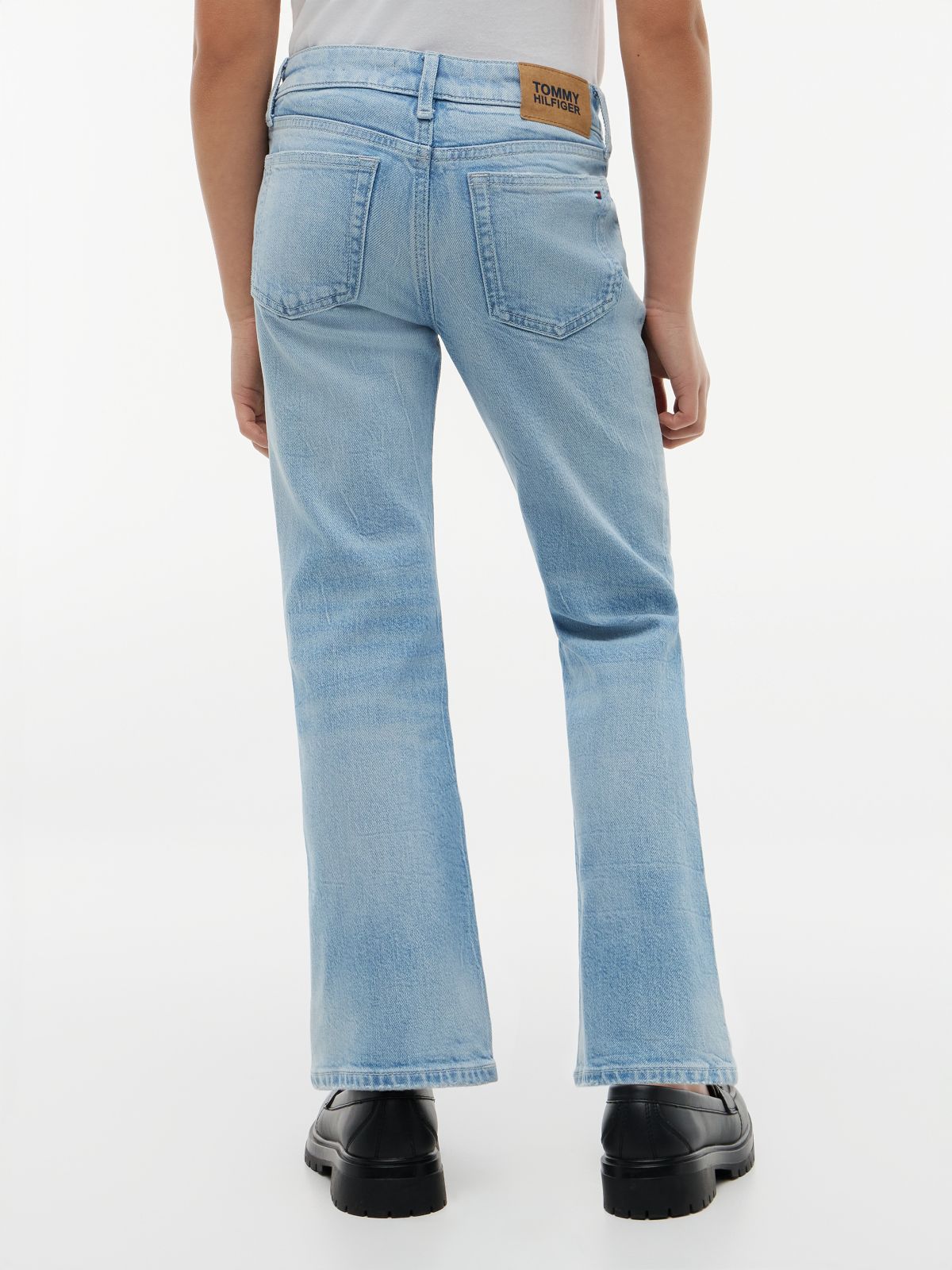 Slim Patch Pocket Flared Jeans — Blue