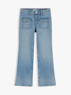 Slim Patch Pocket Flared Jeans — Blue 5