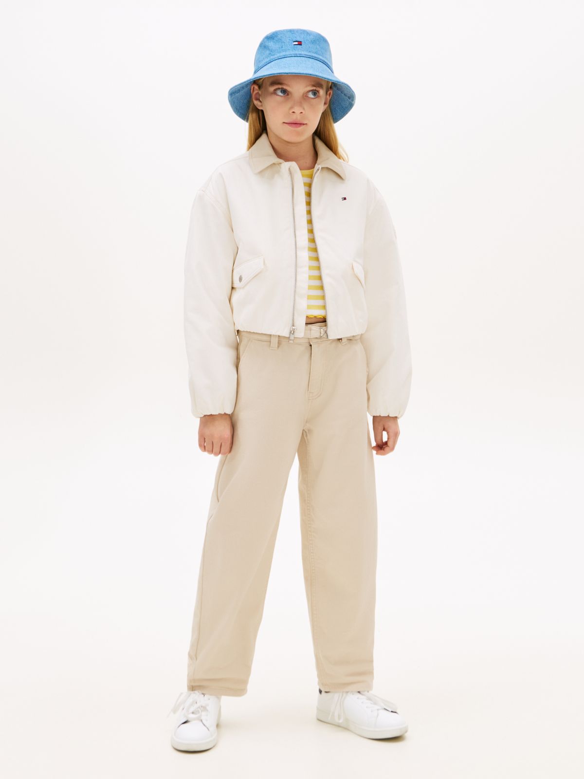 Textured Back Logo Relaxed Jacket — White