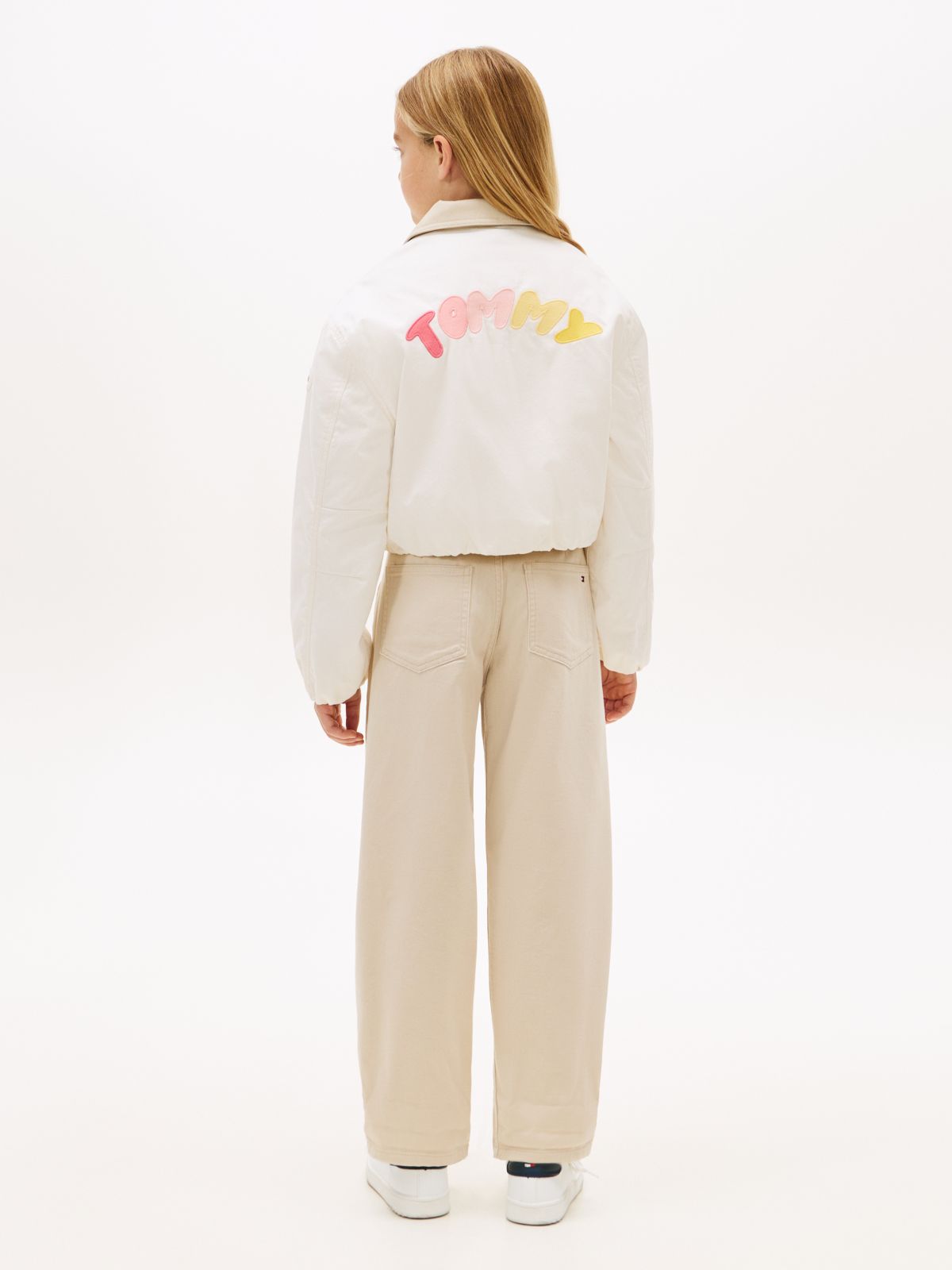 Textured Back Logo Relaxed Jacket — White
