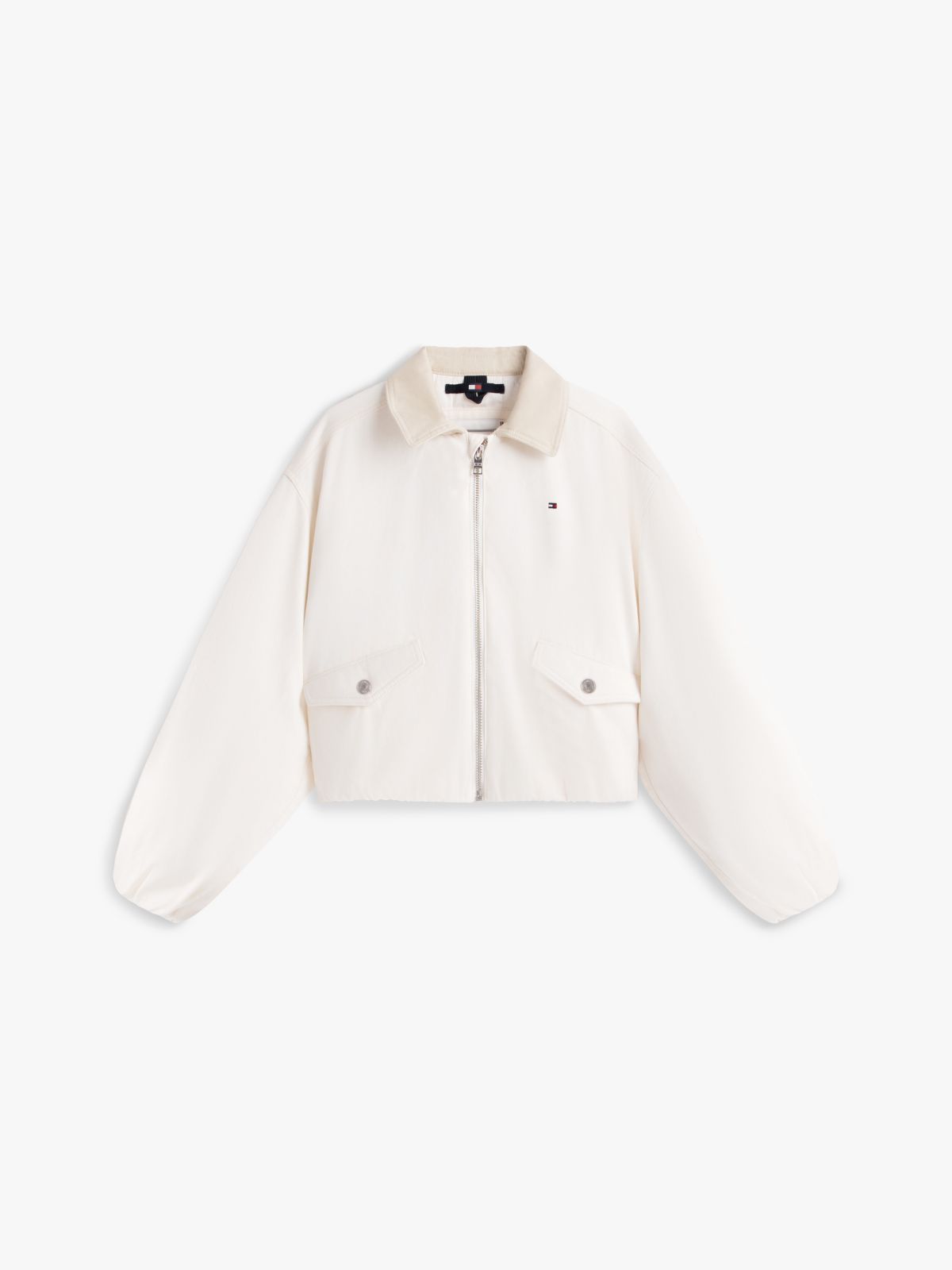 Textured Back Logo Relaxed Jacket — White
