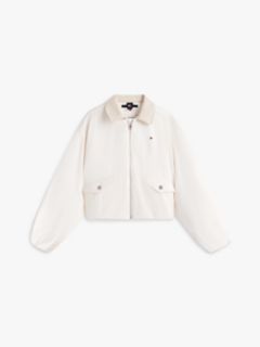 Textured Back Logo Relaxed Jacket — White 5