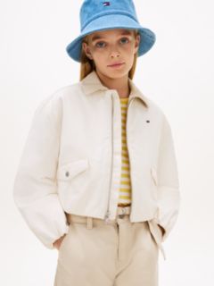 Textured Back Logo Relaxed Jacket — White 1
