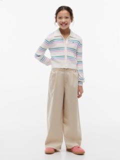 Cable Knit Slim Polo Cardigan — White 2