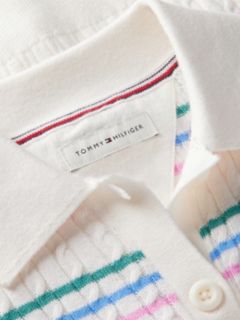 Cable Knit Slim Polo Cardigan — White 6
