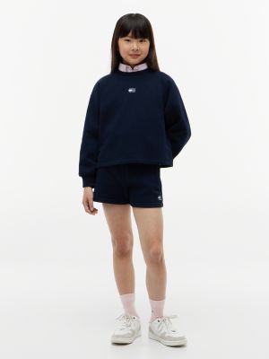 blue tonal flag relaxed terry sweat shorts for girls tommy hilfiger