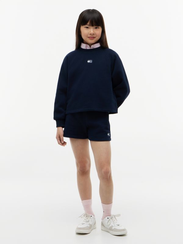 Tonal Flag Relaxed Terry Sweat Shorts — Blue