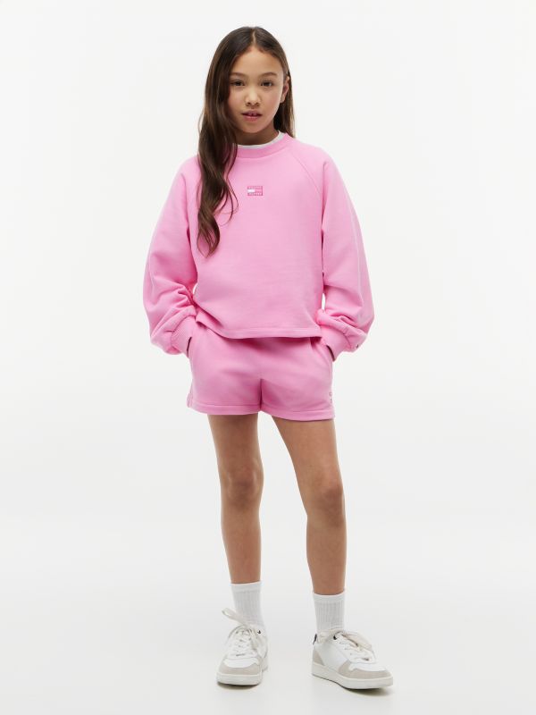 Tonal Flag Relaxed Terry Sweat Shorts — Pink