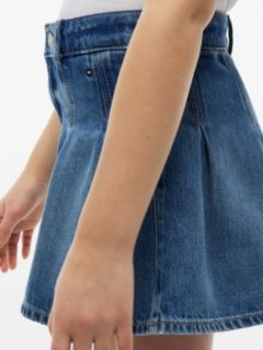 Pleated Denim Skirt — Blue 3
