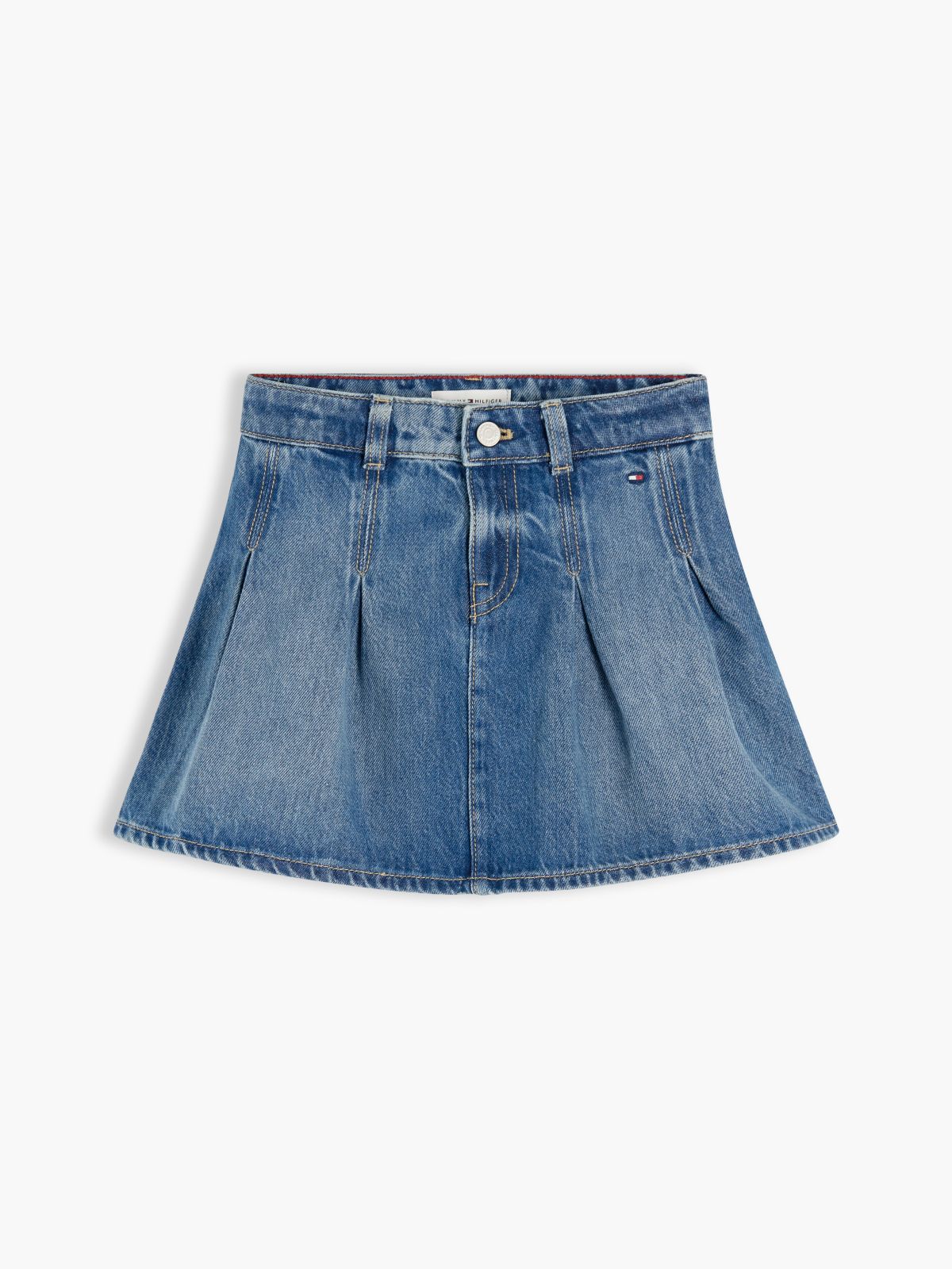 Pleated Denim Skirt — Blue