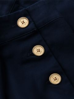Gold-Tone Button Pleated Skirt — Blue 6