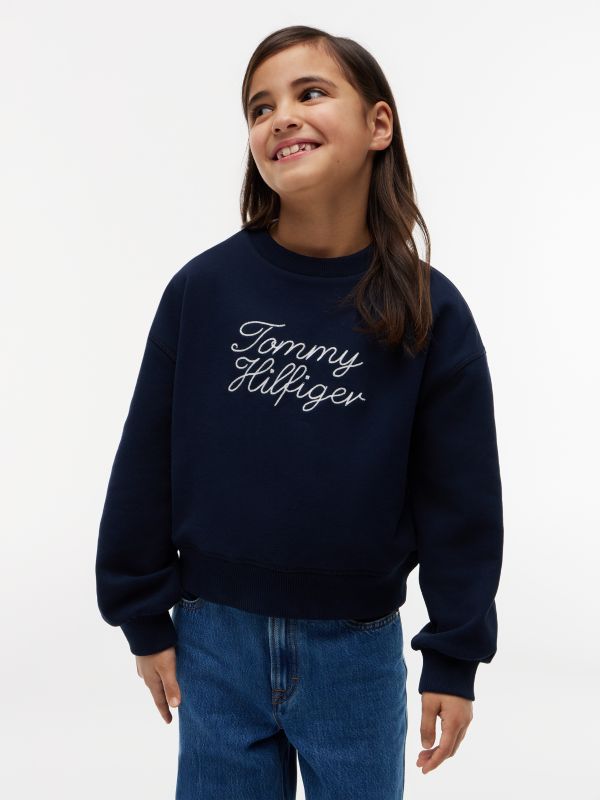 Rope Logo Relaxed Terry Sweatshirt — Blue