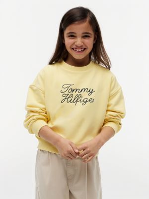 yellow relaxed fit sweatshirt aus terry mit seil-logo für mädchen - tommy hilfiger