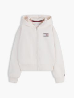 Rhinestone Flag Relaxed Zip-Thru Hoody — Beige 5