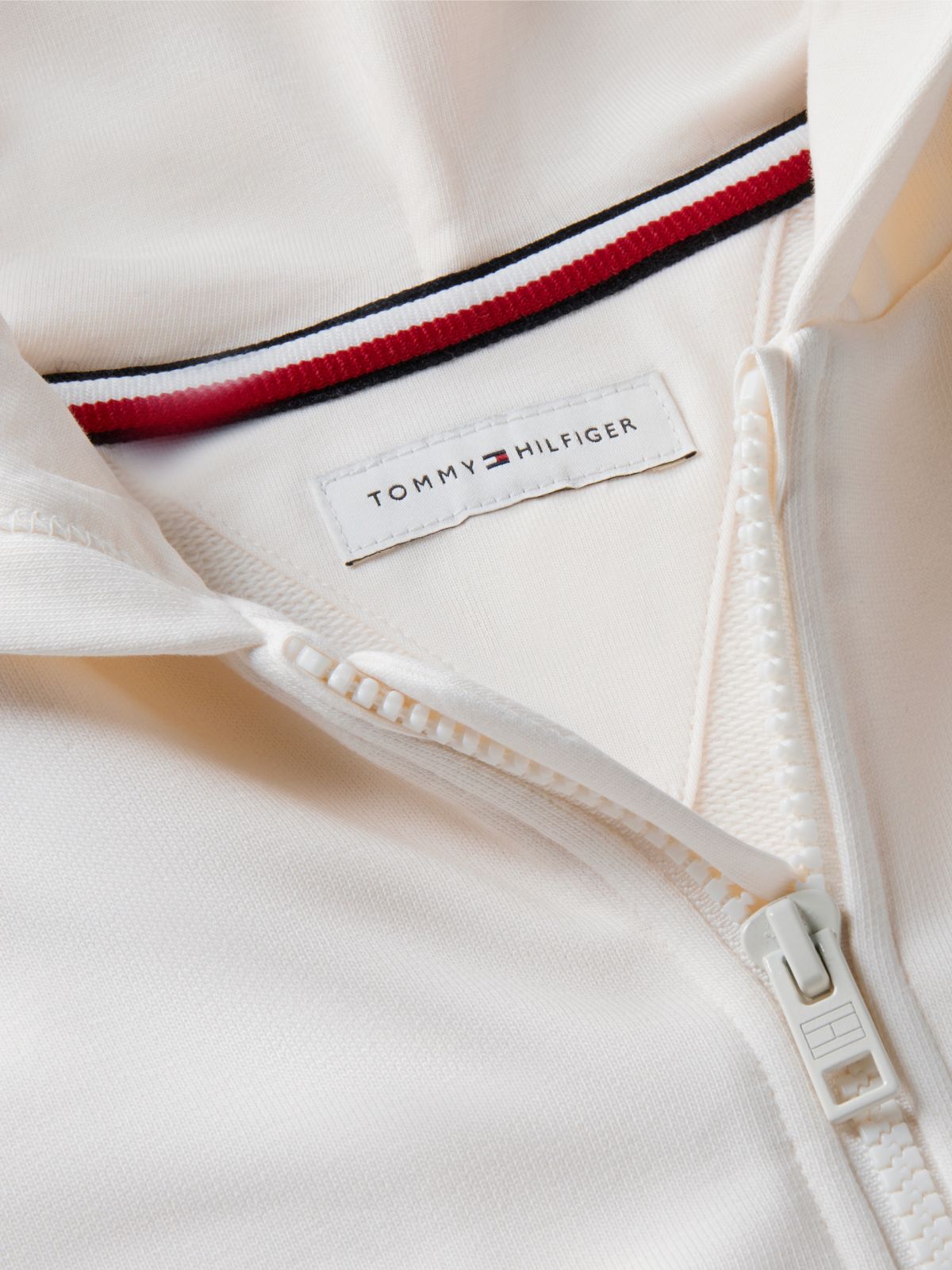 Rhinestone Flag Relaxed Zip-Thru Hoody — Beige