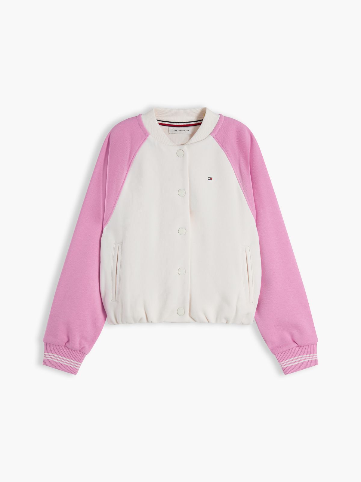 Rhinestone Back Logo Relaxed Bomber Jacket — Multi